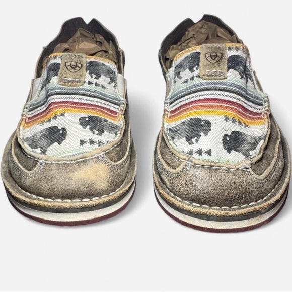 Ariat Slip-On Suede Cruiser Shoes with Buffalo Print - Picture 1 of 7